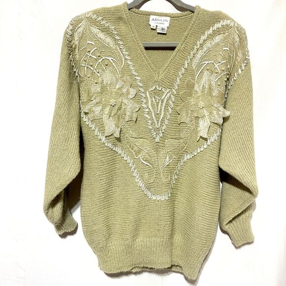 Vintage 80s Embellished Acrylic Mohair Sweater - Picture 8 of 13